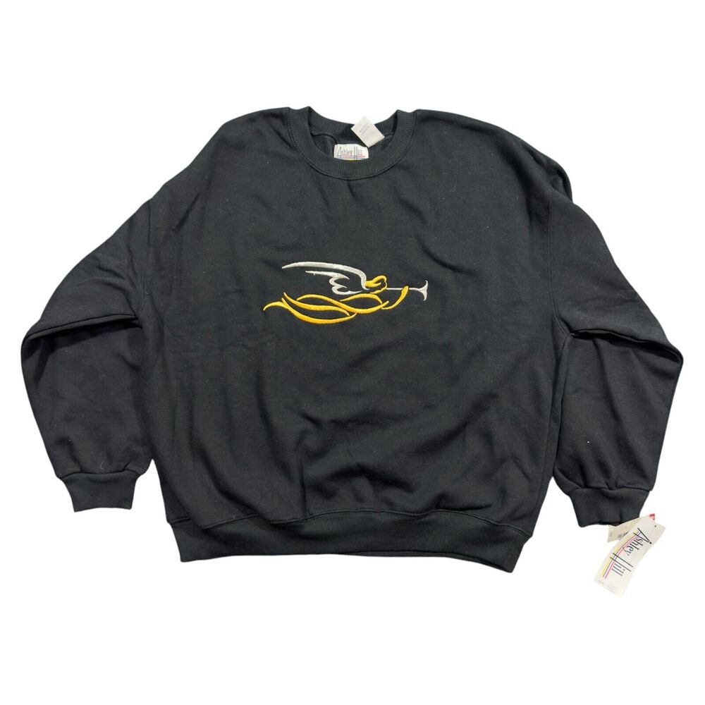 Ashley Hill Sweatshirt Men's XL Black Long Sleeve Crew Neck Embroidered Pullover